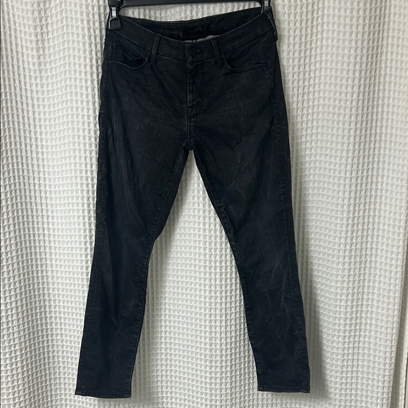 Mother The Looker Crop Lies & Shadows Size 27 Skinny Stretch Jeans Black Wash - Picture 4 of 10